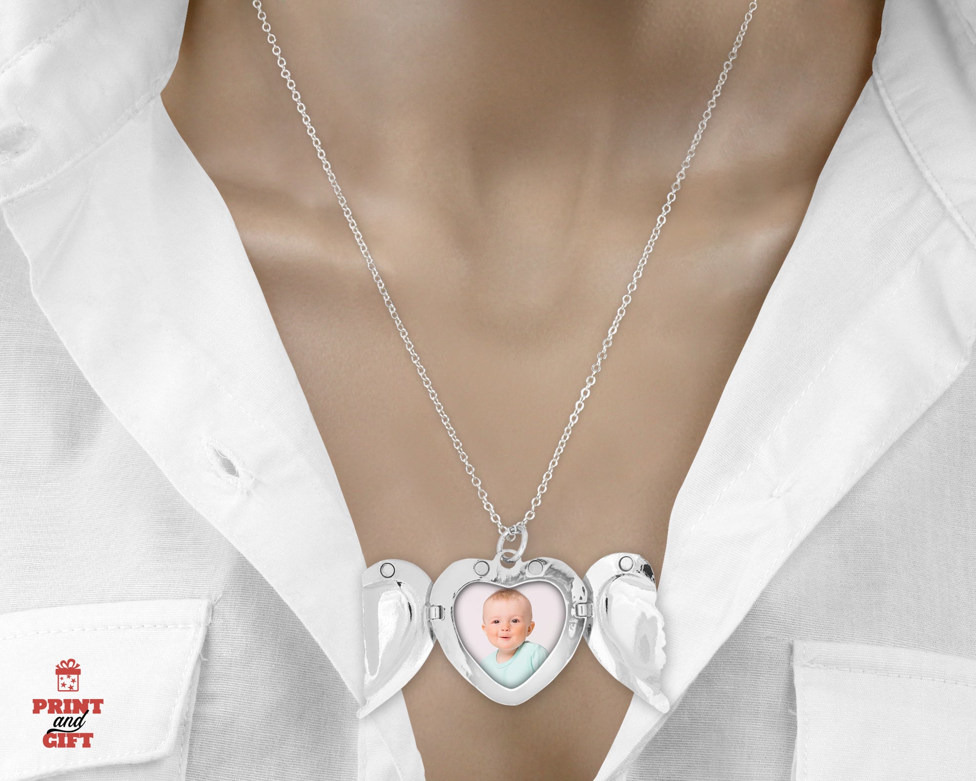 Μεταλλικό κολιέ καρδιά με φωτογραφία μωρού