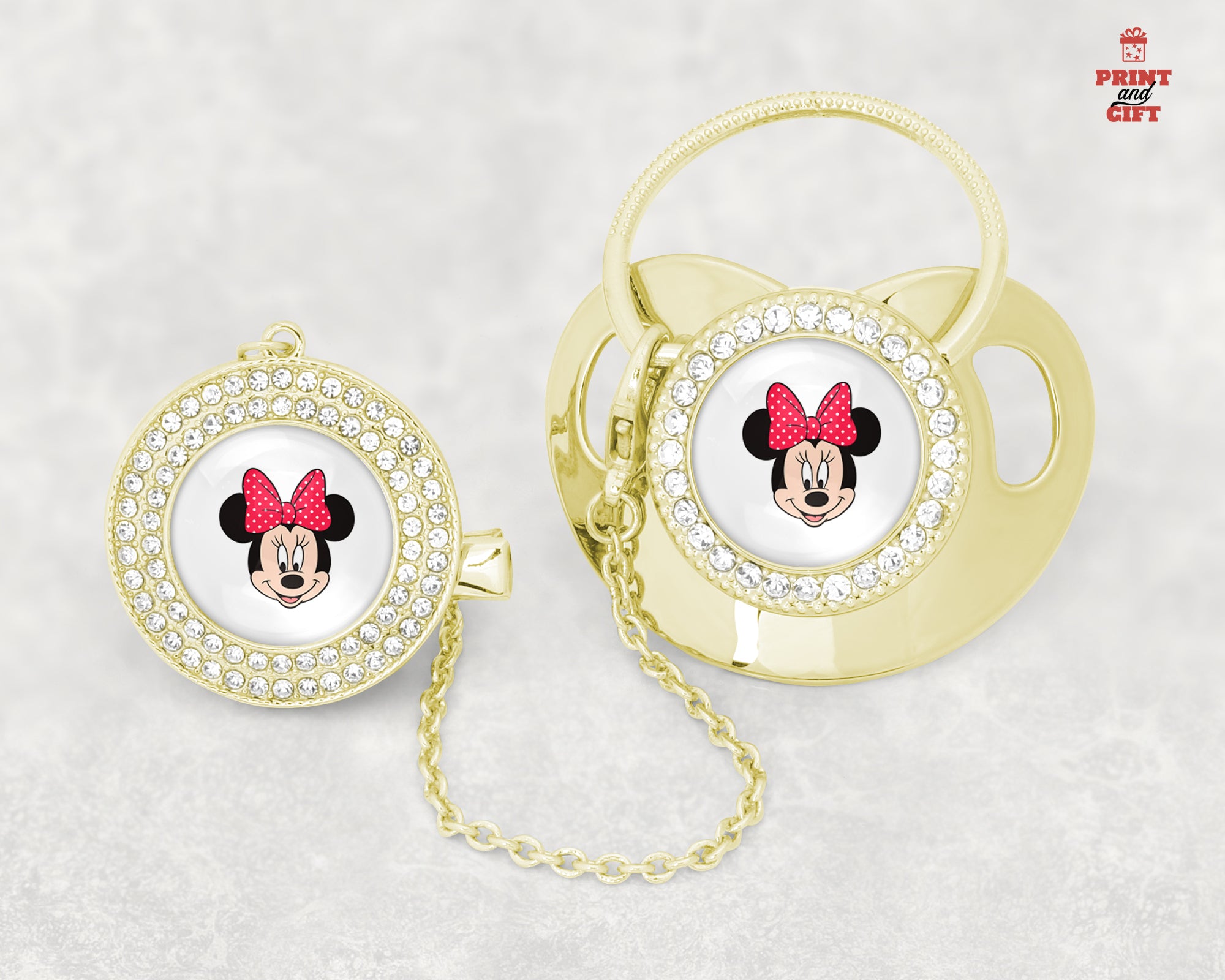 Βρεφική πιπίλα χρυσή minnie mouse