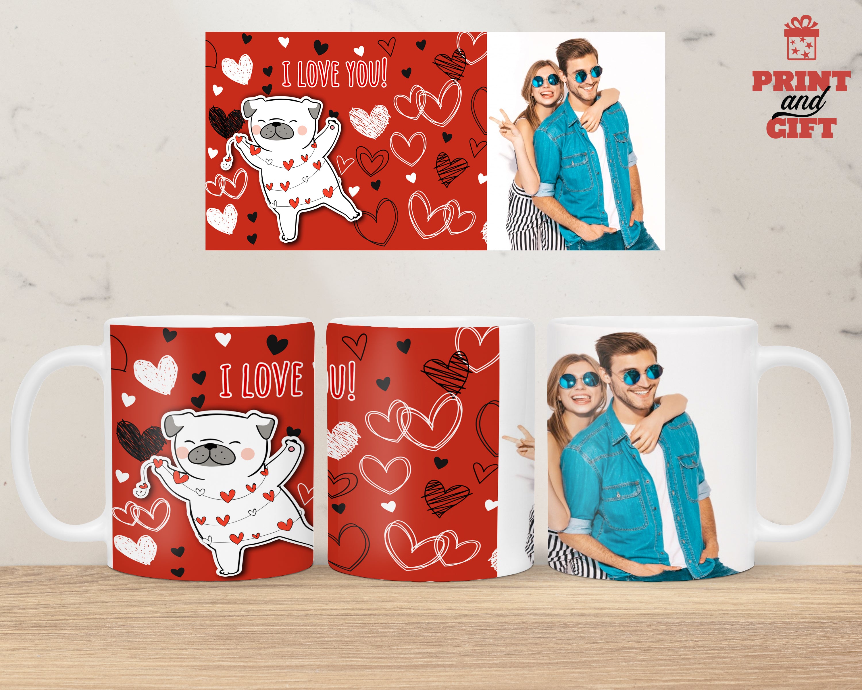 Κούπα λευκή με σχέδιο και φωτογραφία