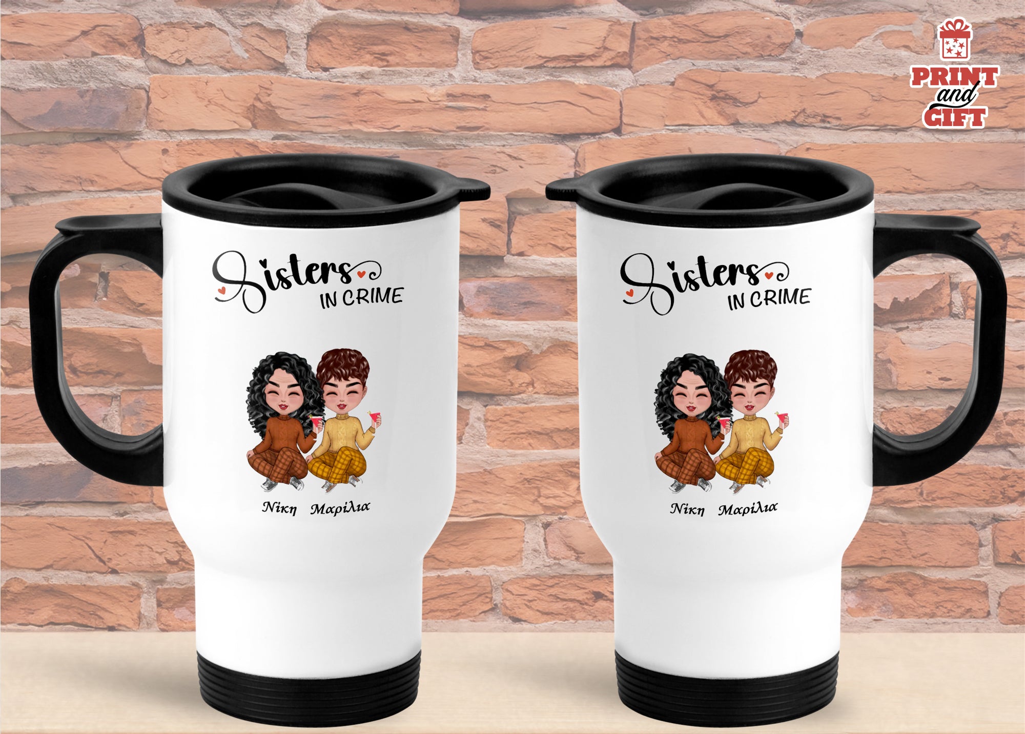 Μεταλλική κούπα θερμός για φίλες sisters in crime