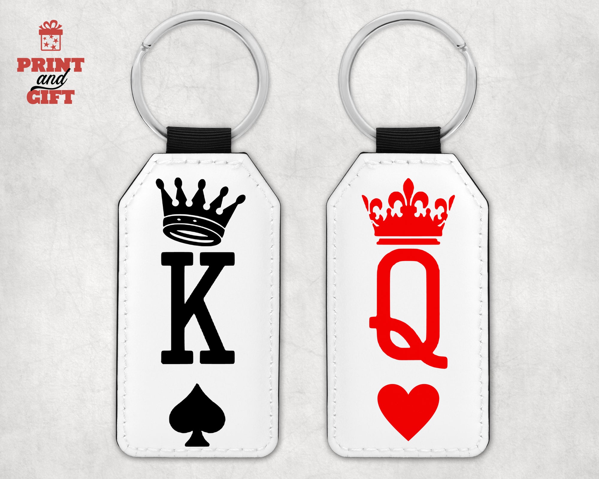 Μπρελόκ δερματίνης εκτύπωση 2 όψεις king - queen