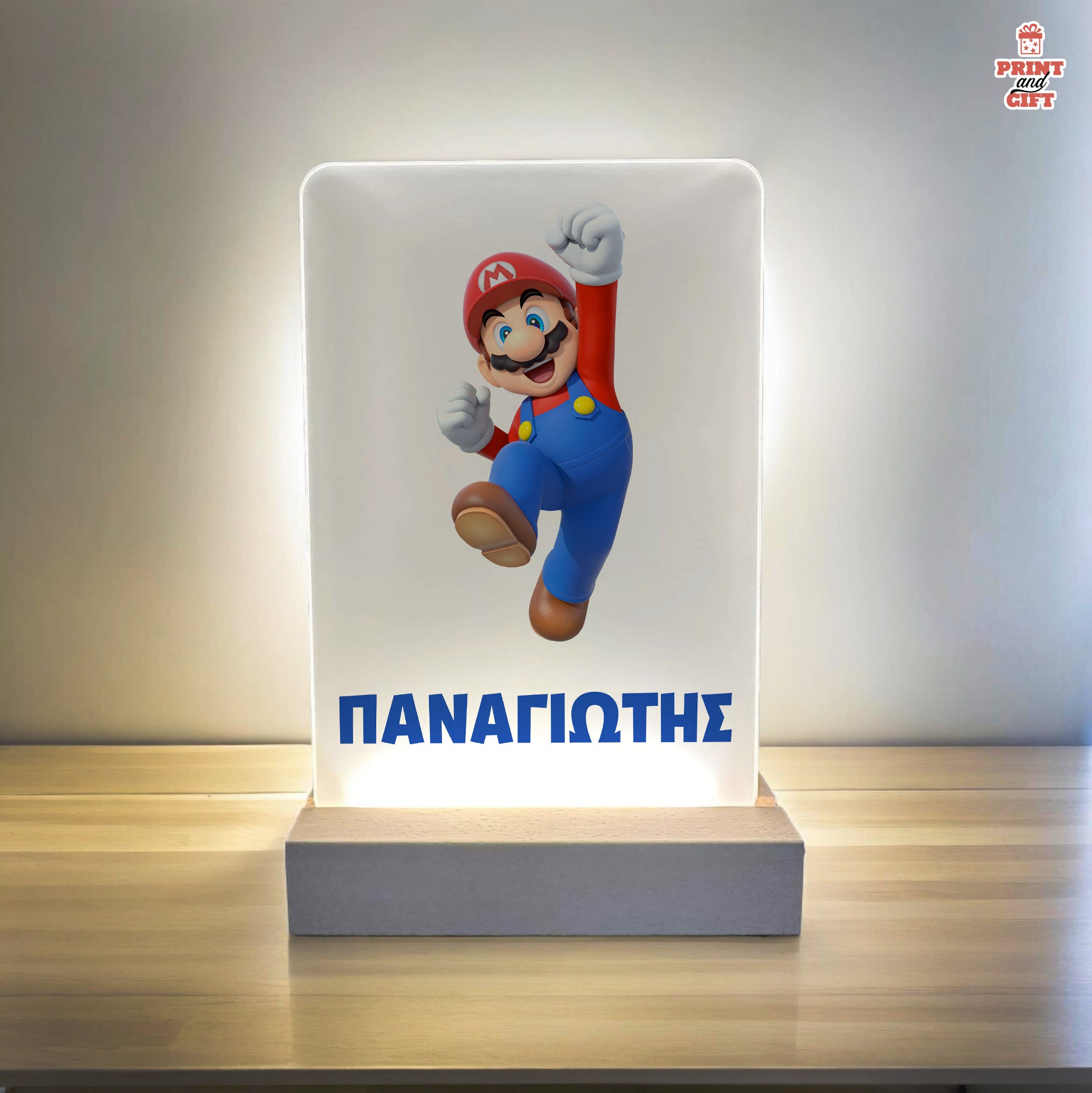 Ακρυλικό φωτιστικό με εκτύπωση super mario
