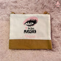 Λινό Τσαντάκι χειρός με φελλό σχέδιο but first mascara