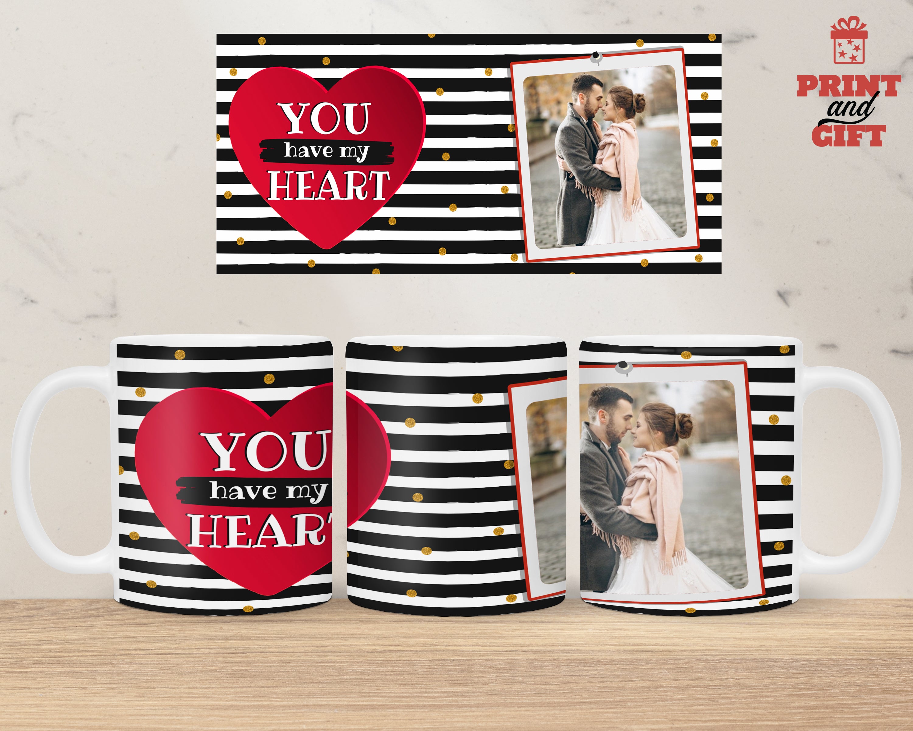 Κούπα λευκή με σχέδιο και φωτογραφία